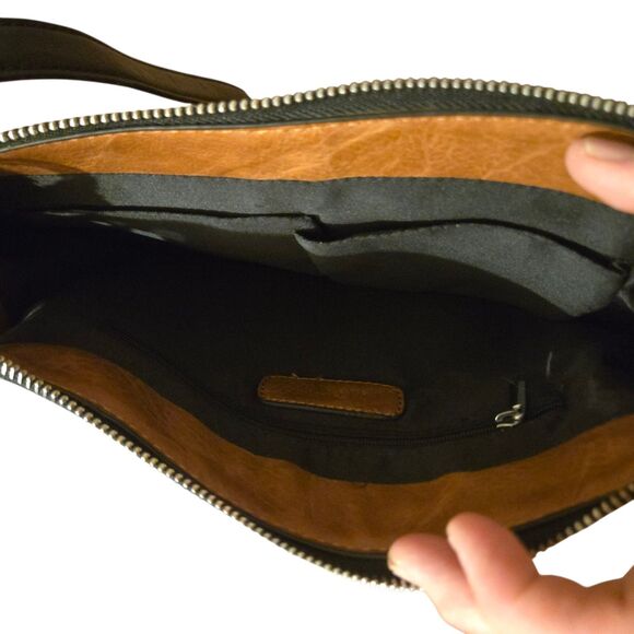 NEW Saint Sabrina Conceal Carry Shoulder Bag Leather Colorblock Black/Brown - Picture 14 of 14